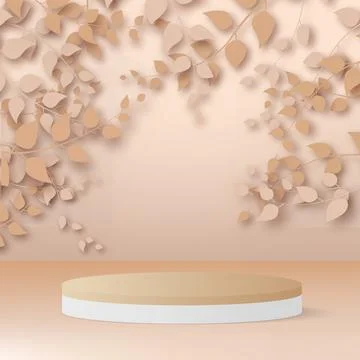 Abstract background with branches and leaves and podium. Vector Stock Illustration
