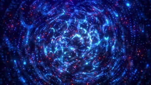 Abstract background of bright blue and orange glowing particles. 4K animation Stock Footage 260400721