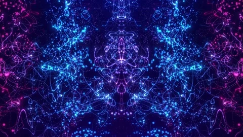 Abstract background of bright blue and pink glowing particles. Particles move Stock Footage 260401358