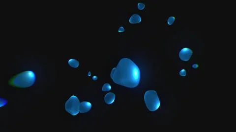 Abstract background with bright blue flying liquid bubbles glowing energy m.. 스톡 일러스트