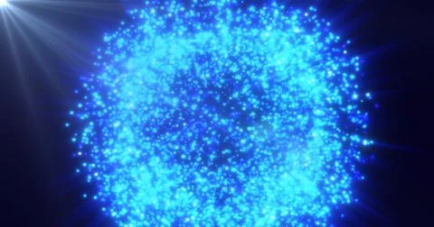 Abstract background of a bright blue glowing sphere ball of shiny bright be.. Stock Illustration