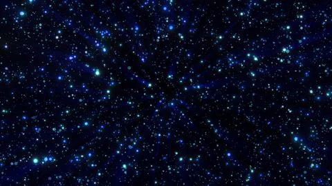 Abstract background of bright blue glowing shiny dots of bokeh stars and circ Stock Illustration