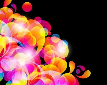 Abstract background with bright circles and teardrop-shaped arches. Stock Illustration