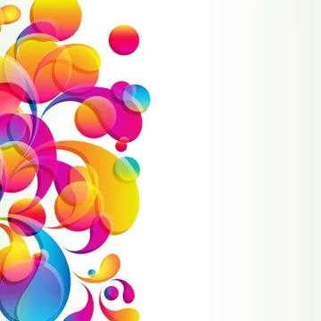 Abstract background with bright circles and teardrop-shaped arches. Stock Illustration