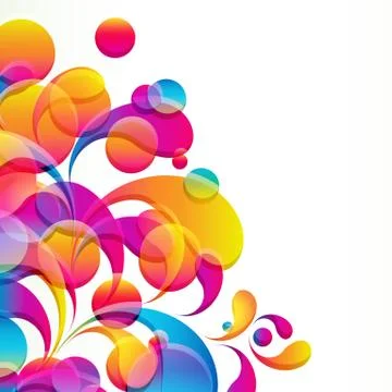 Abstract background with bright circles and teardrop-shaped arches. Stock Illustration