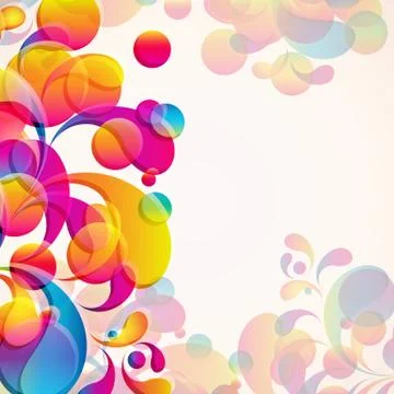 Abstract background with bright circles and teardrop-shaped arches. Stock Illustration