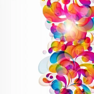 Abstract background with bright circles and teardrop-shaped arches. Illustrazione stock