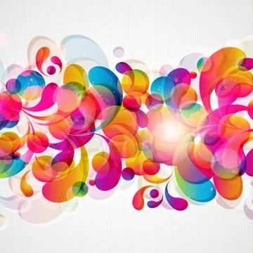 Abstract background with bright circles and teardrop-shaped arches. Stock Illustration