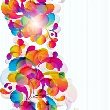 Abstract background with bright circles and teardrop-shaped arches. Stock Illustration