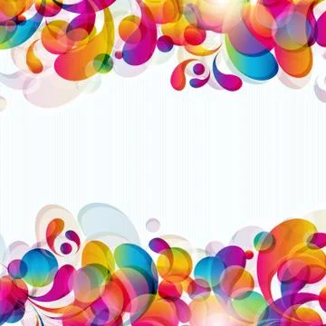 Abstract background with bright circles and teardrop-shaped arches. Stock Illustration