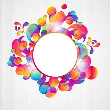 Abstract background with bright circles and teardrop-shaped arches. Illustrazione stock