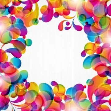 Abstract background with bright circles and teardrop-shaped arches. Stock Illustration