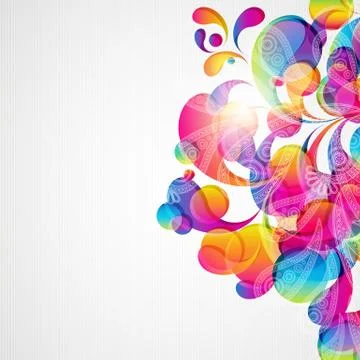 Abstract background with bright circles and teardrop-shaped arches. Stock Illustration