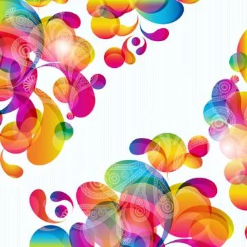 Abstract background with bright circles and teardrop-shaped arches. Stock Illustration
