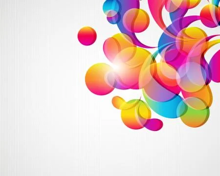 Abstract background with bright circles and teardrop-shaped arches. Stock Illustration