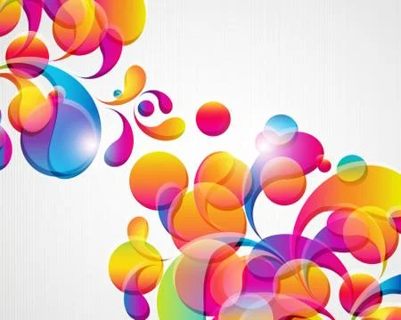 Abstract background with bright circles and teardrop-shaped arches. Stock Illustration