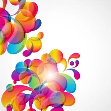 Abstract background with bright circles and teardrop-shaped arches. Stock Illustration
