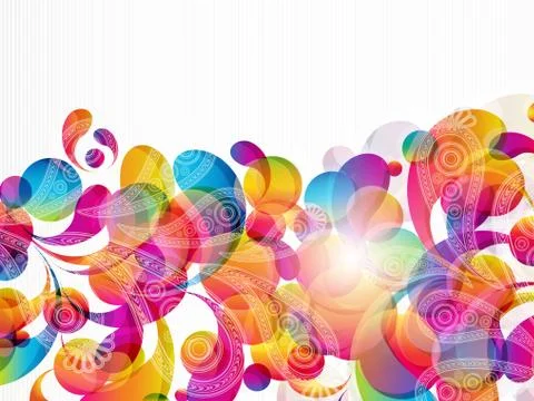 Abstract background with bright circles and teardrop-shaped arches. Stock Illustration