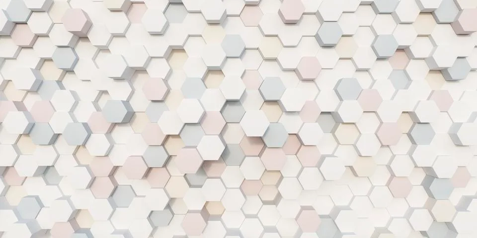 Abstract background bright hues 3d render hexagons Stock Illustration