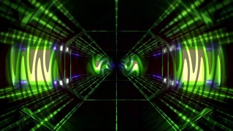 Abstract background with bright neon rays and wavy green glowing lines Stock Footage 237973053