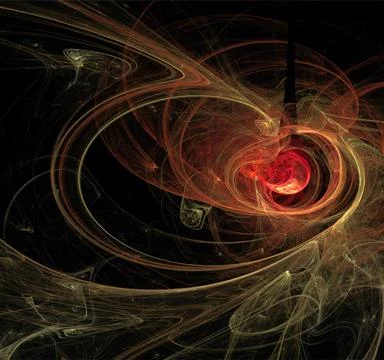 Abstract background of bright orange-yellow lines on a black background Illustrazione stock