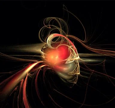 Abstract background of bright orange-yellow lines on a black background Illustrazione stock