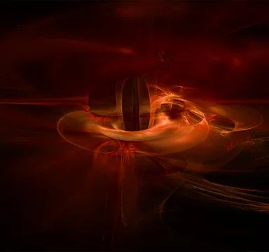 Abstract background of bright orange-yellow lines on a black background Illustrazione stock