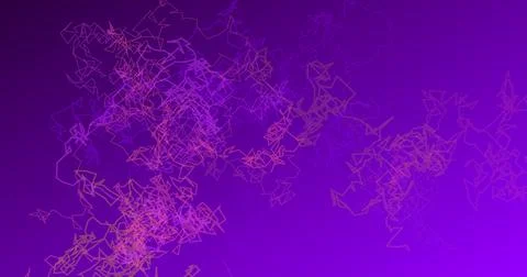 Abstract background with bright purple gradient and tangled colorful lines Illustrazione stock