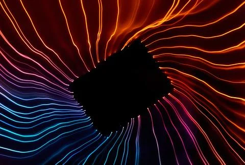 An abstract background of bright twisting lines forming a rectangle Foto stock