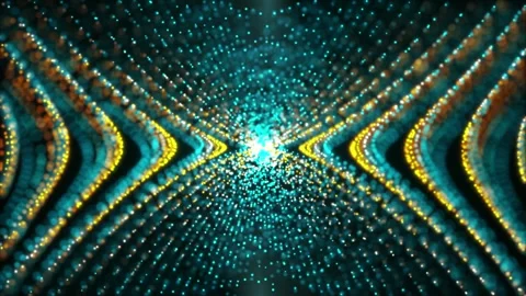 Abstract background with bright wavy particles flowing toward the center. Stock Footage 318721891