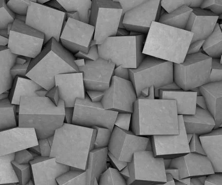 Abstract background broken concrete cubes Stock Illustration
