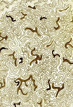 Abstract background. Brown and beige colours, curly elements. Psychedelic Stock Illustration