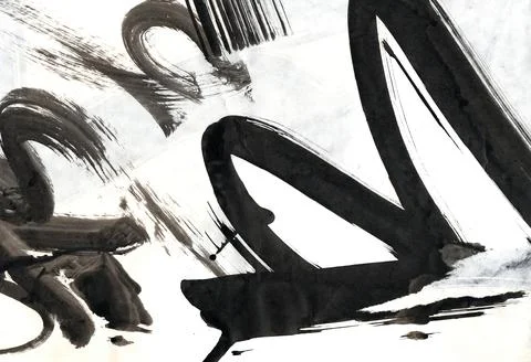 Abstract background with brush strokes, expressive calligraphy with elements of Stock Illustration