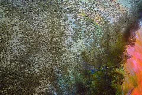 Abstract background bubble liquid ink in water drops flow Foto stock