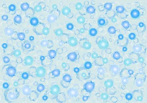 Abstract background, bubble pattern, polka dots and lines in blue tones, vect Stock Illustration