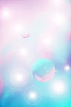 Abstract background bubbles in pink blue tones. Distortion in water with oil Stock Illustration