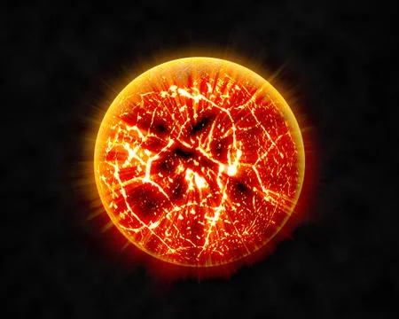 Abstract background of burning planet or sun. Apocalypse. Exploding planet Stock Illustration