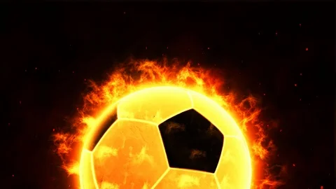 Abstract background, Burning Soccer ball on Fire motion flowing Stock Footage 119680991