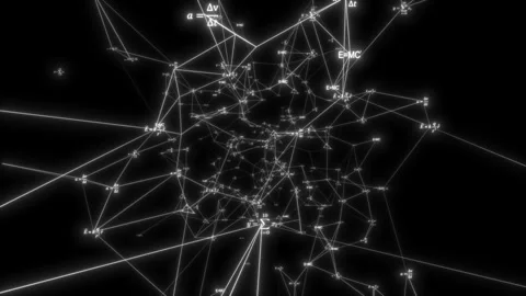 Abstract background. The camera flies past a large number of financials formulas Stock Footage 113464930