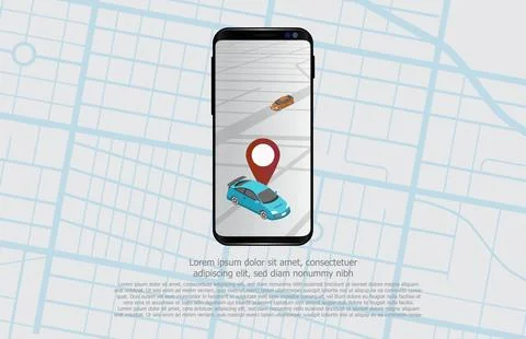 Abstract background of car service mobile tablet app and maps route navigatio Illustrazione stock