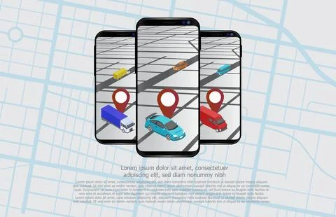 Abstract background of car service mobile tablet app and maps route navigatio Illustrazione stock