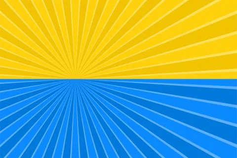 Abstract background with cartoon rays of yellow and blue color. Sun and ocean Illustrazione stock