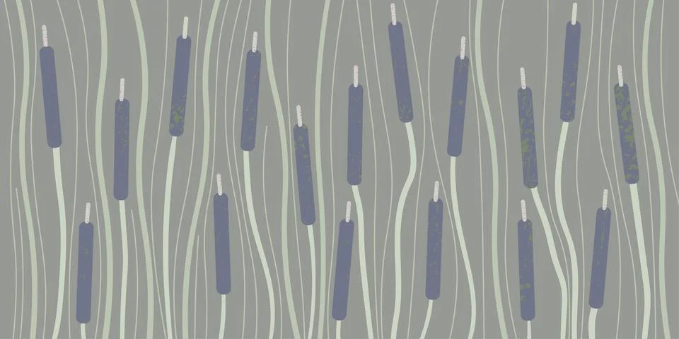 Abstract background with cattails. Stock Illustration