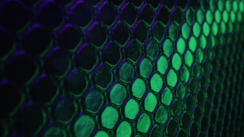 Abstract background of cells circles, glowing with green violet neon light Stock Footage 265577051