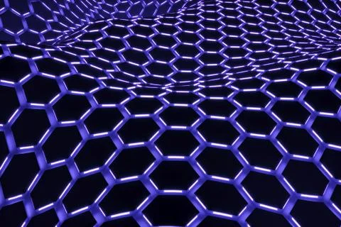 Abstract background cells neon concept self illumination 3D illustration Stock Illustration
