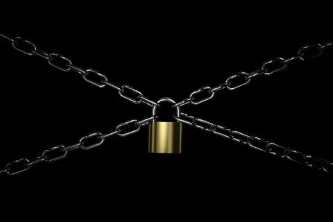 Abstract background of chains and master key. 3D rendering. Stock Illustration