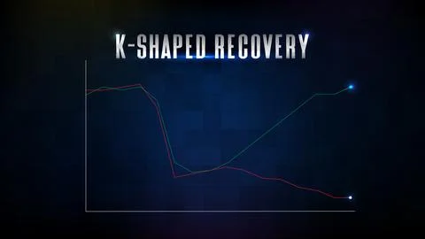 Abstract background of Charts k-shaped recovery economics Illustrazione stock