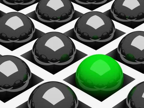 Abstract background with chrome black and green balls Stock Illustration