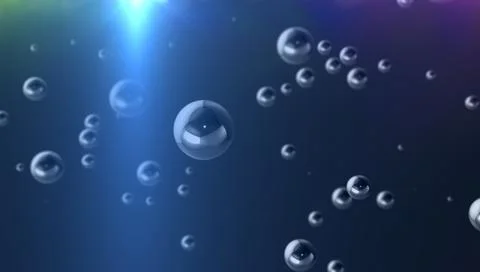 Abstract background. Chrome spheres of different sizes on a dark background Stock Illustration