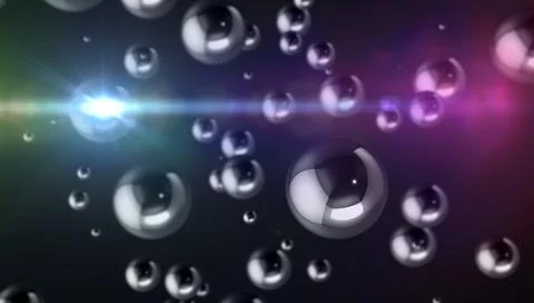 Abstract background. Chrome spheres of different sizes on a dark background Stock Illustration